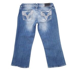 Vigoss The Chelsea Stretch Studded Embroidered Jean Capris Size 11/12‎